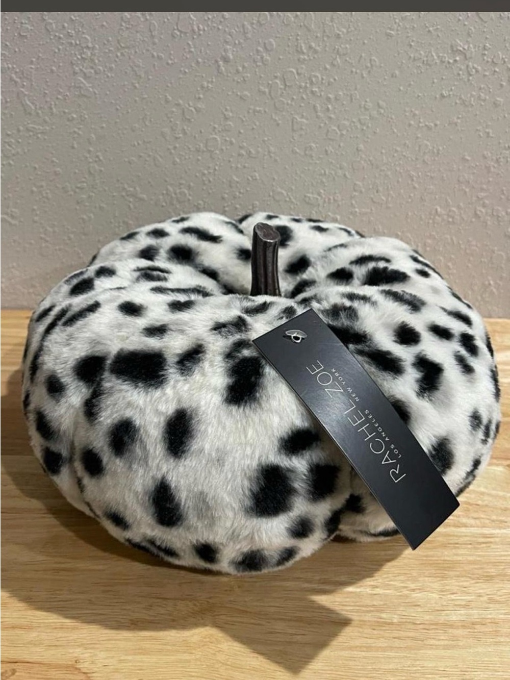 Rachel Zoe Black and White Spotted Plush Pumpkin Accent